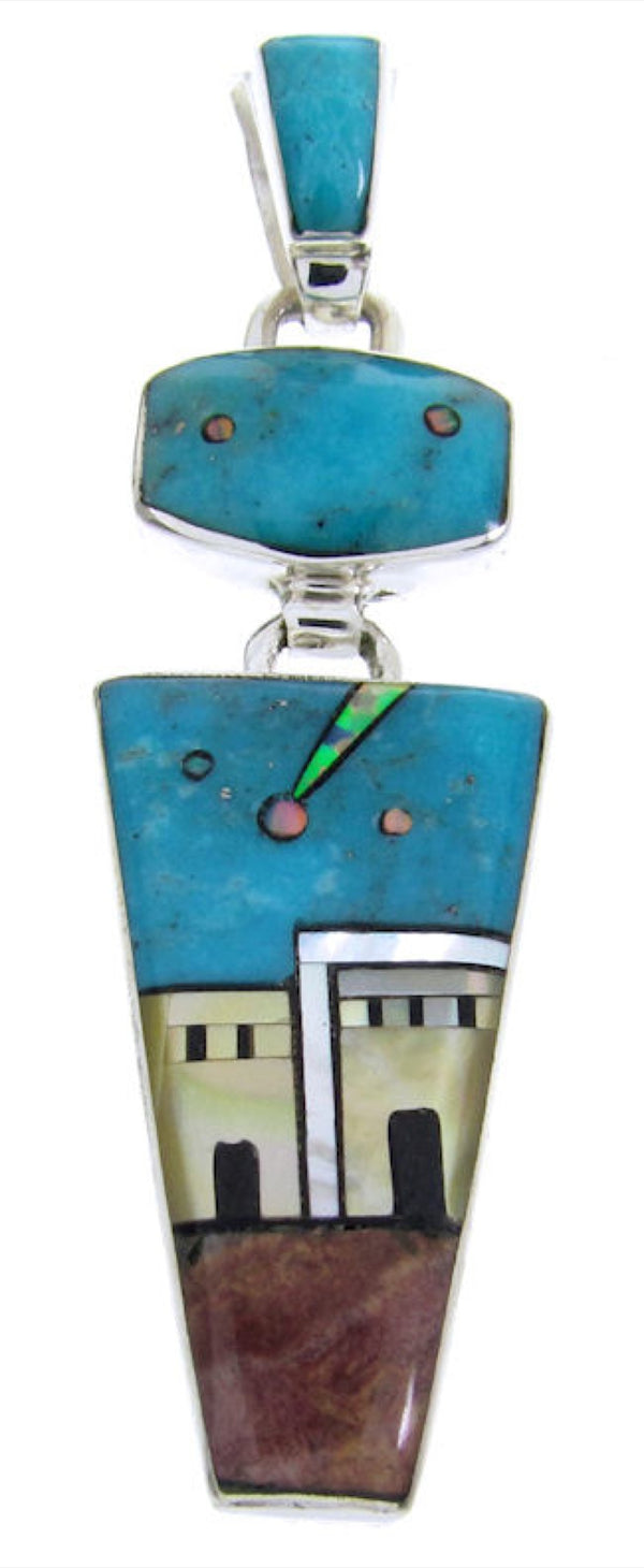Multicolor Native American Village Design Jewelry Pendant YS67098